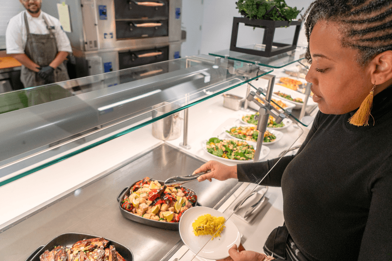 Employees enjoy meal